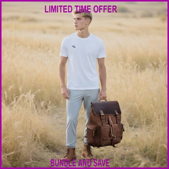 Vintage Waxed Canvas Backpack with Leather 17" Laptop Sleeve Travel Daypack - Picture 3 of 8